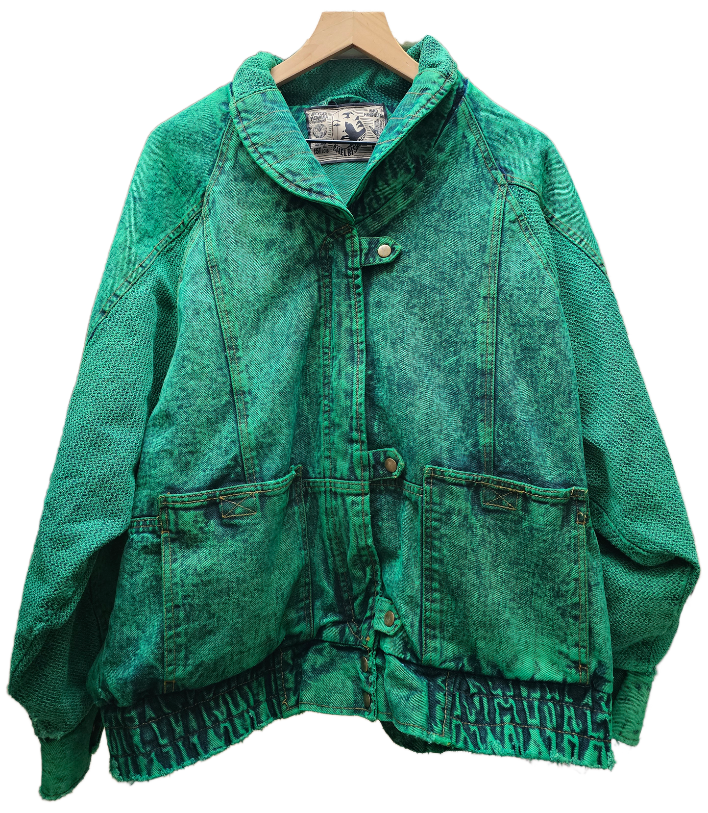 Bright Green Dyed 80s Bomber Jacket L