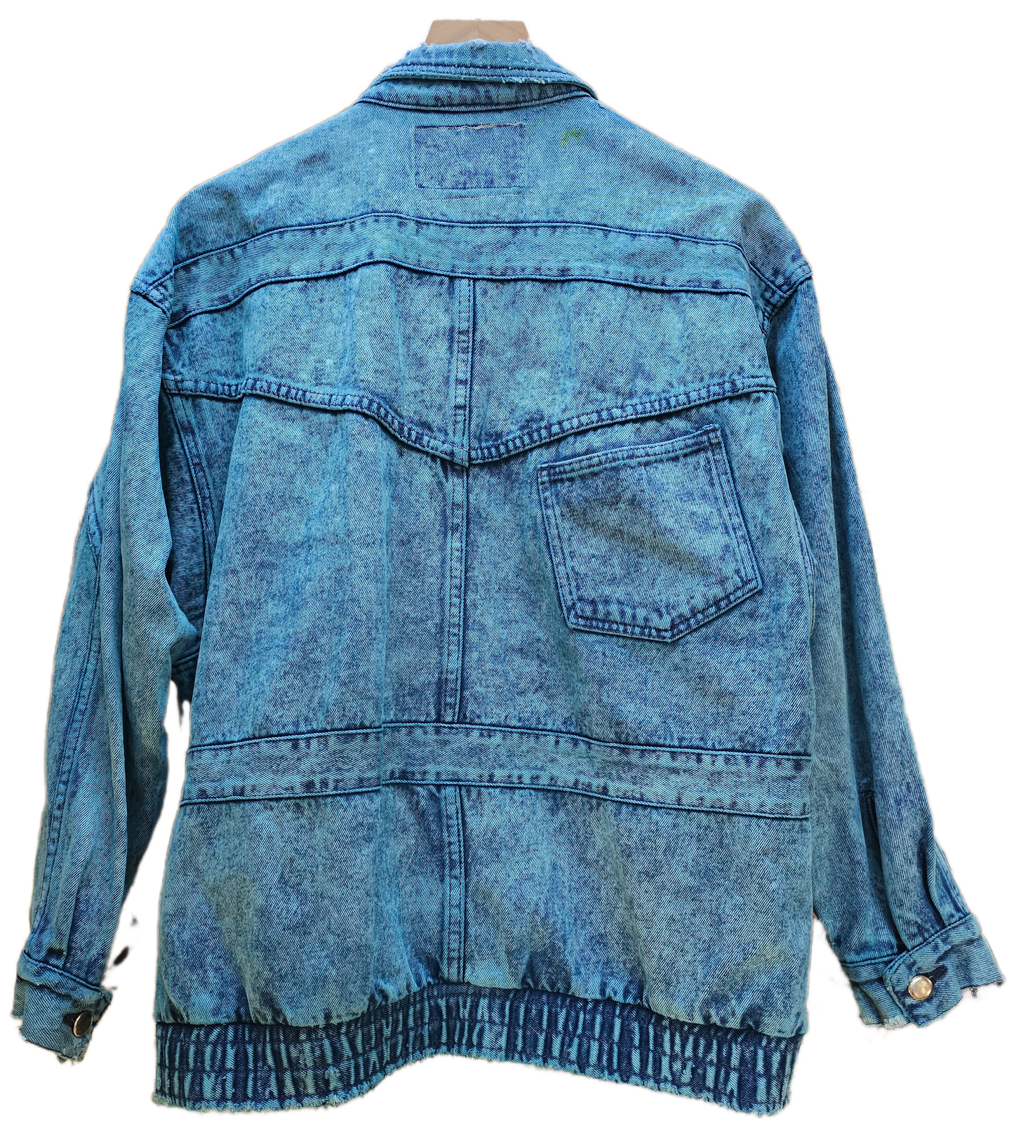 Aqua Dyed 80s Vintage Denim Bomber- L