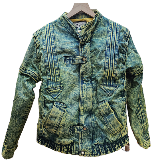 Sun Yellow Dyed Vintage Denim Bomber- M