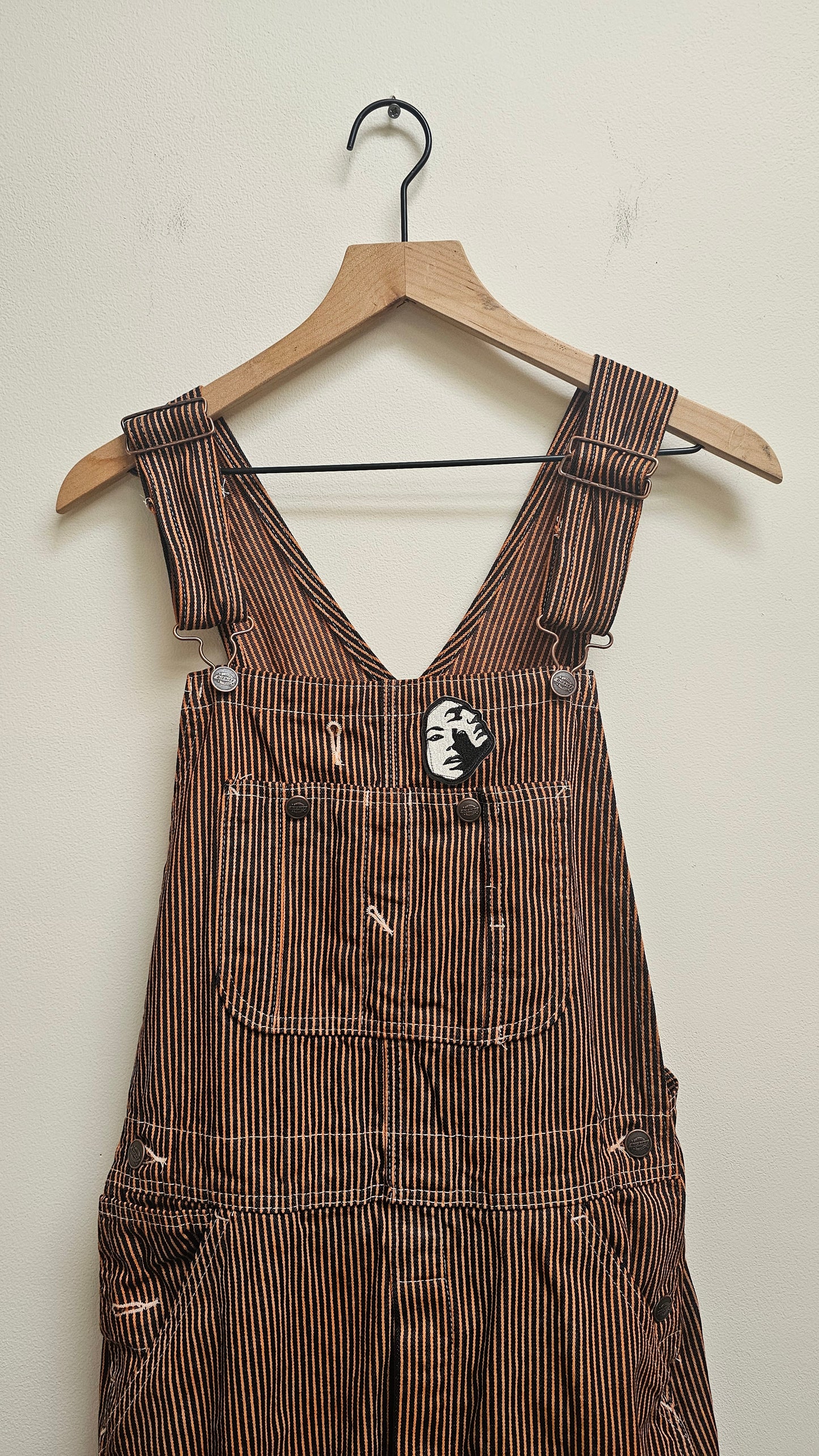 Overdyed Pin stripe Overall- orange