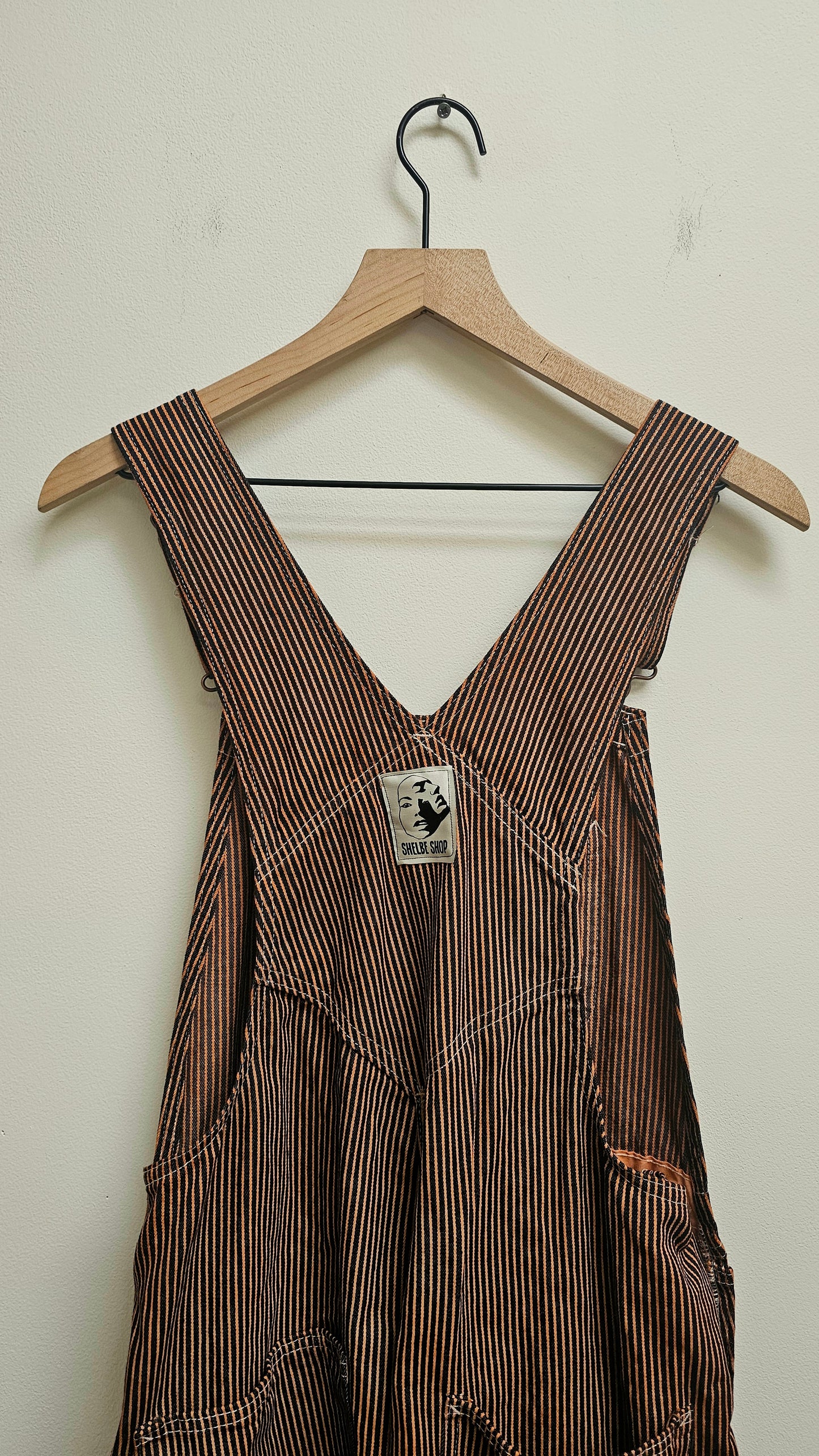 Overdyed Pin stripe Overall- orange