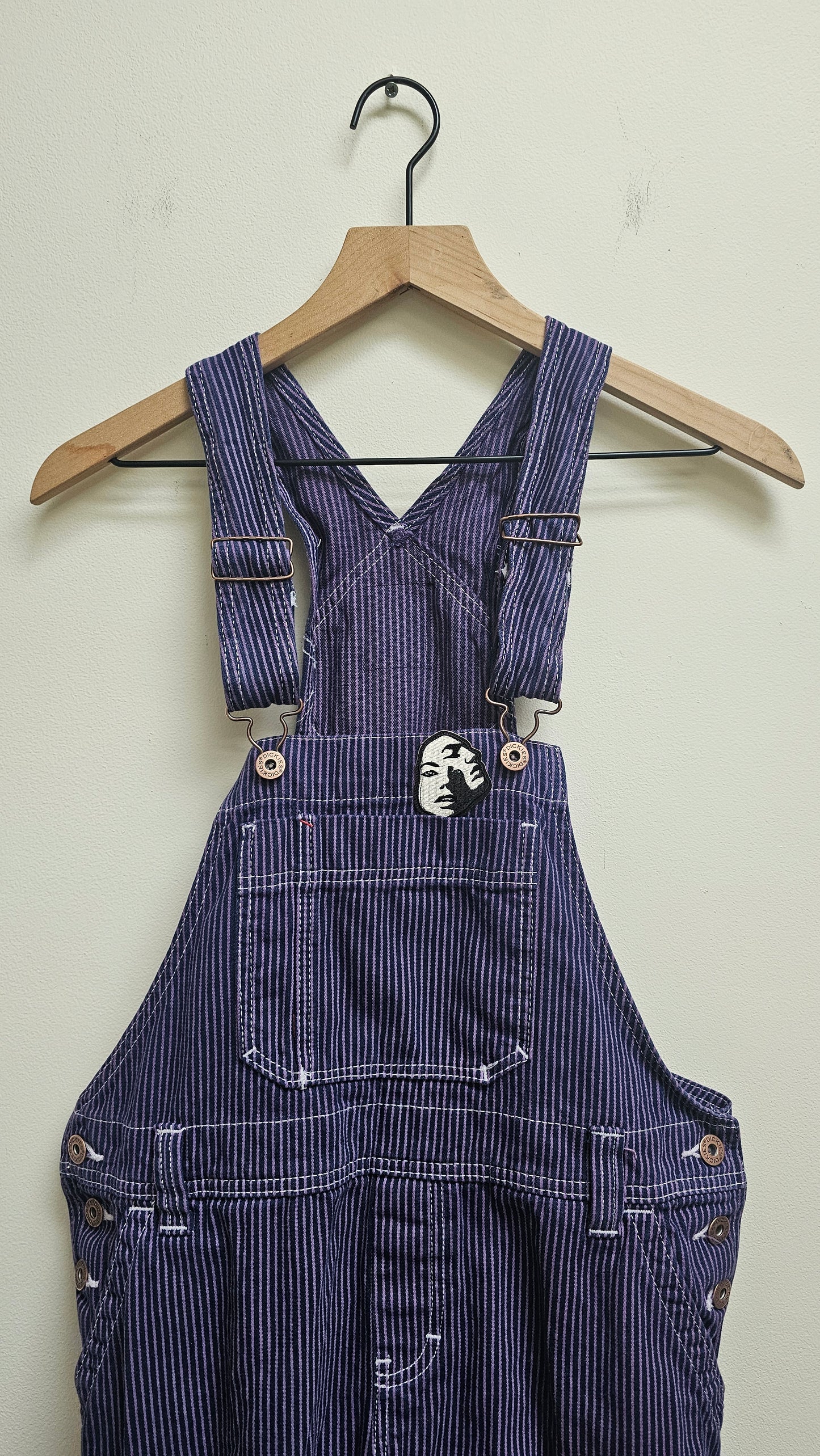 Overdyed Pin stripe Overall- purple