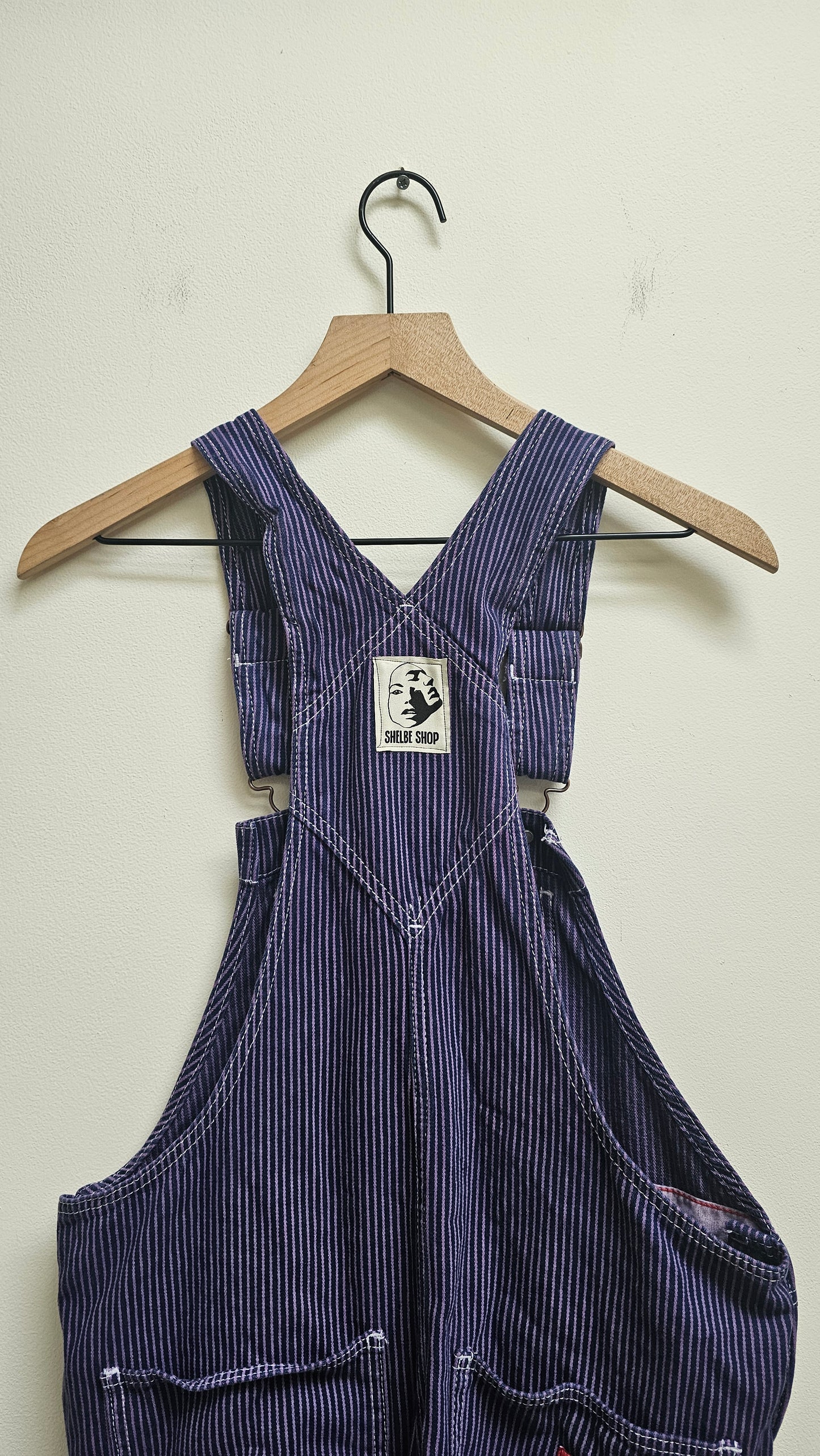 Overdyed Pin stripe Overall- purple