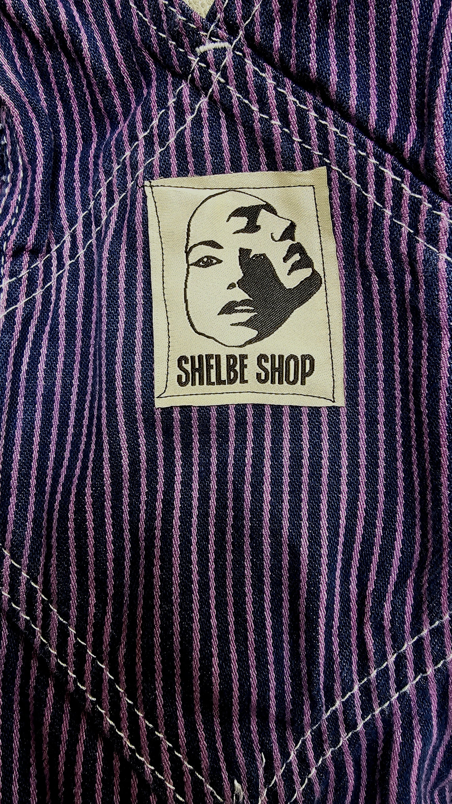 Overdyed Pin stripe Overall- purple
