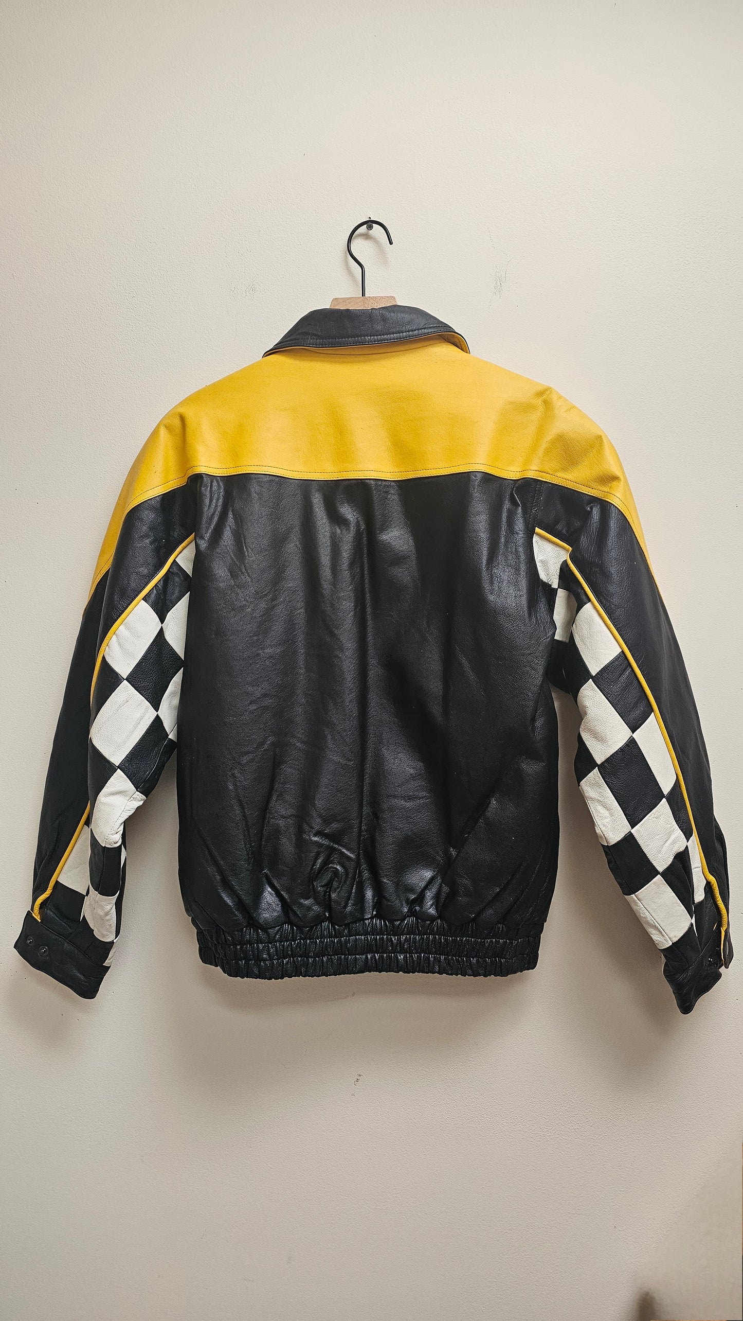 Vintage Leather Racer Bomber Jacket S