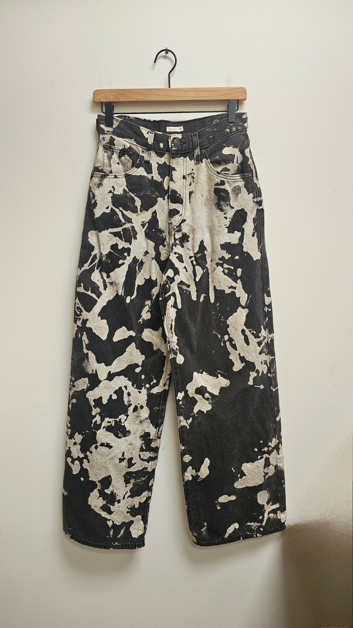 Reworked acid wash Levis cinch baggy jeans vintage black