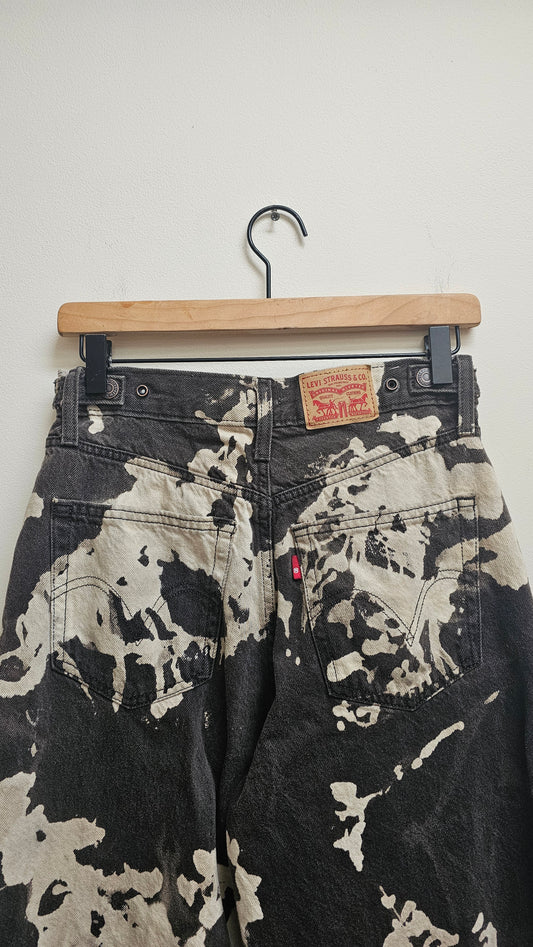 Reworked acid wash Levis cinch baggy jeans vintage black