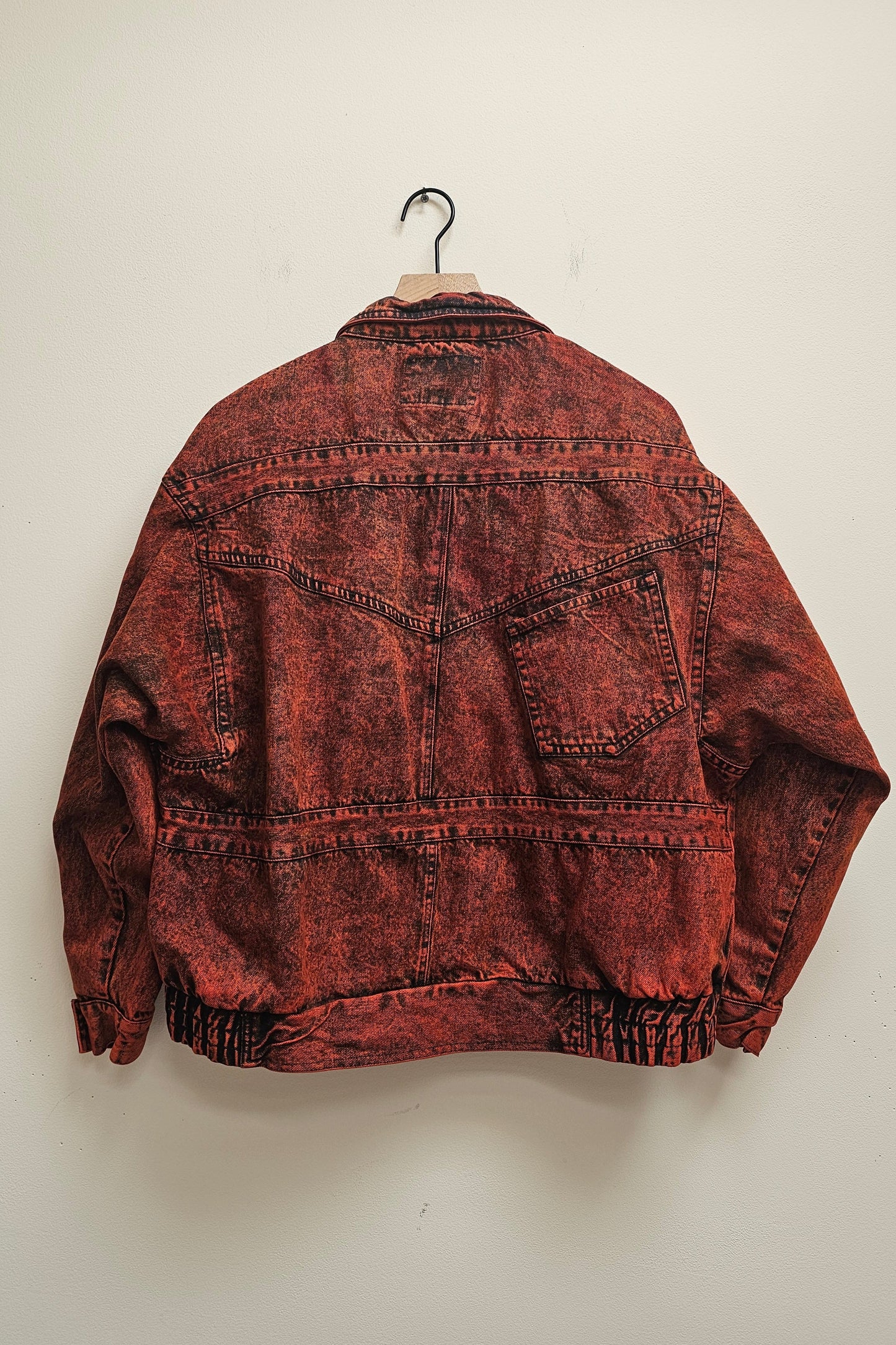 Burnt orange 80s denim bomber Jacket -XL
