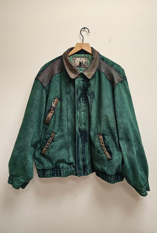 Fern green dyed 80s bomber jacket- XL