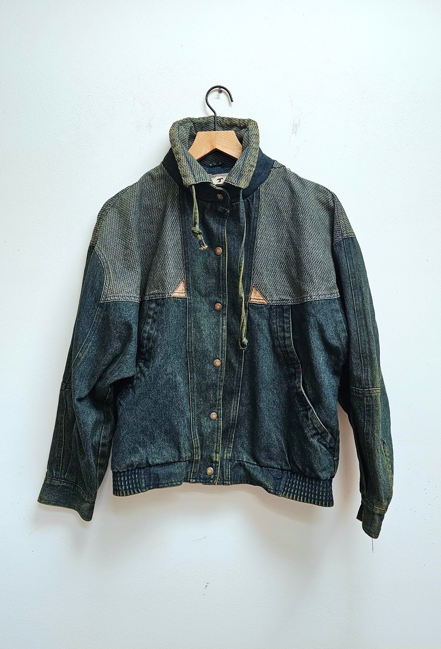 Olive Leaf dyed 80s bomber jacket- M