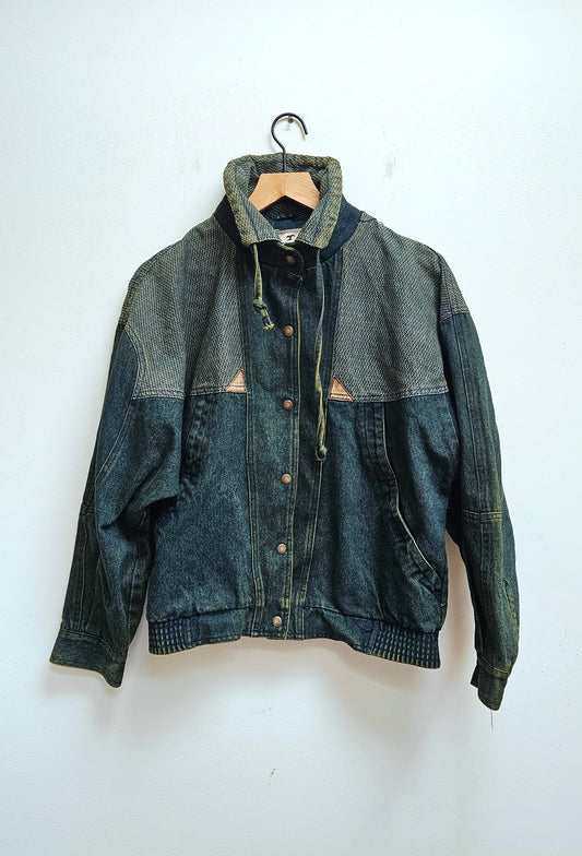Olive Leaf dyed 80s bomber jacket- M