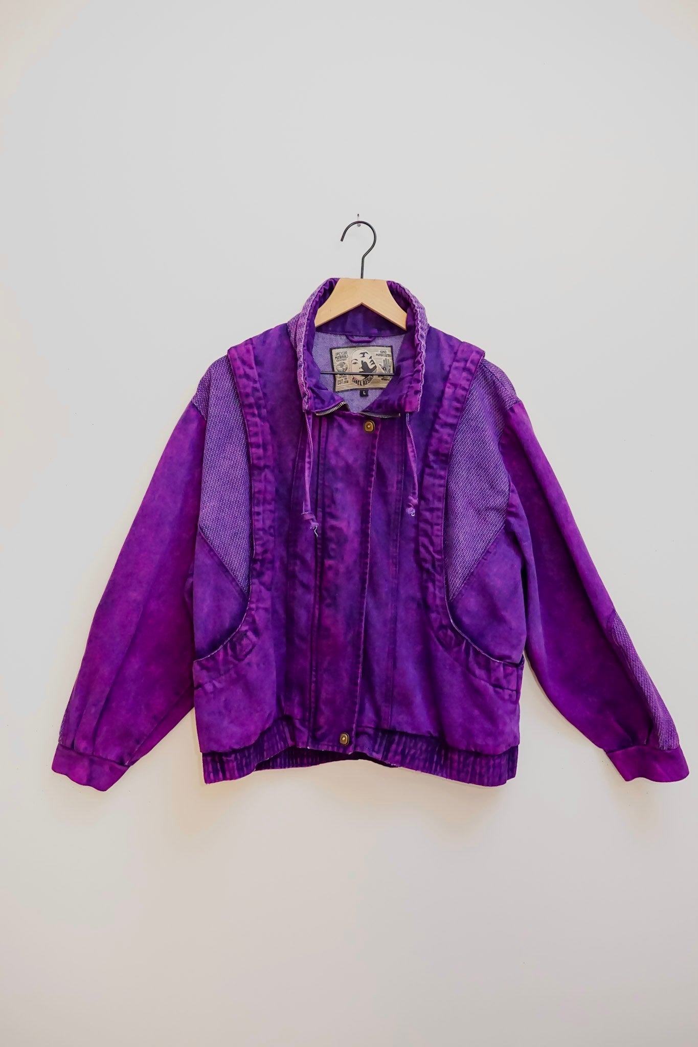 80s Rasberry Dyed Bomber Jacket L