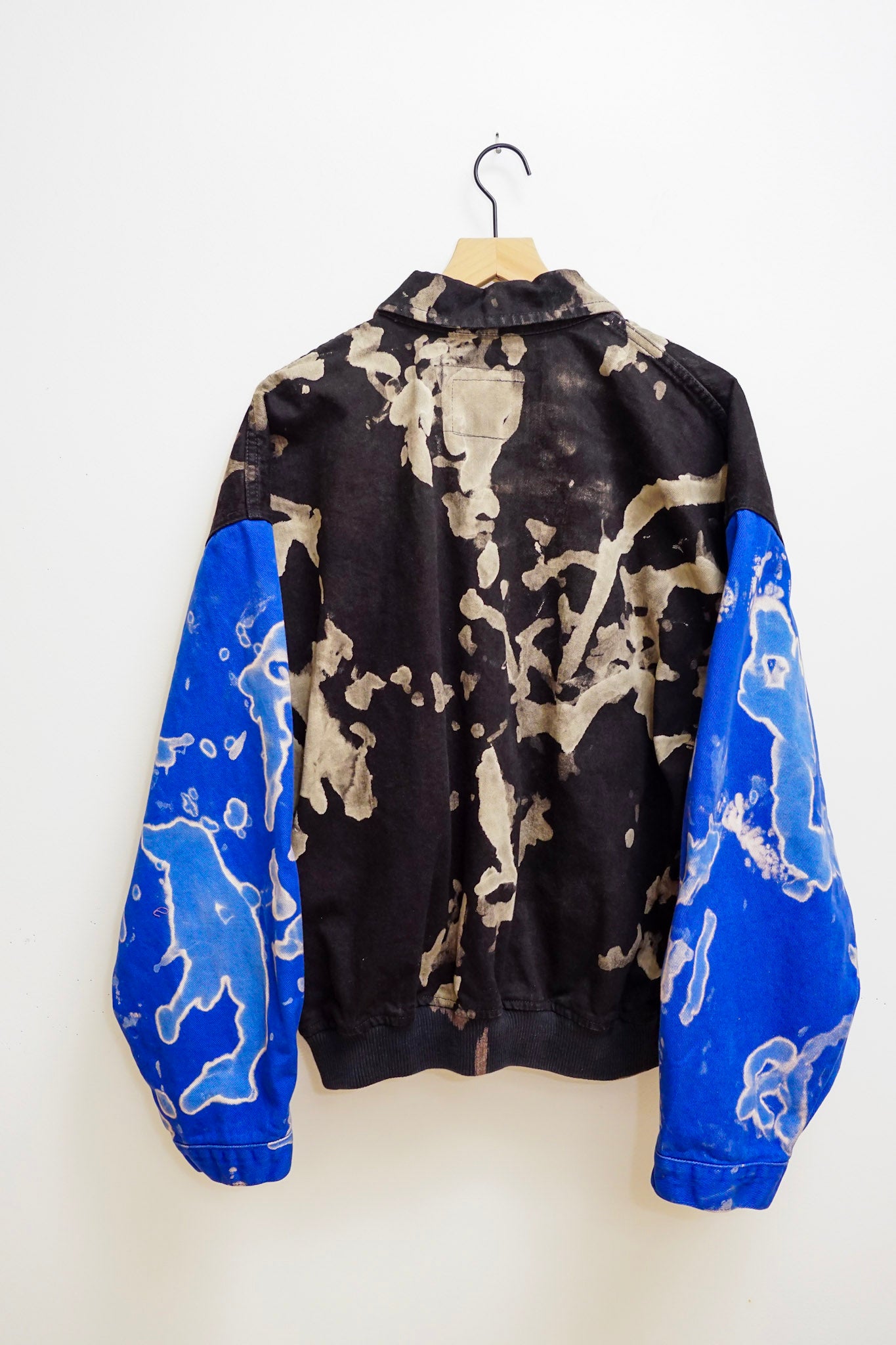 Acid wash Cobalt Blue & Black Varsity Jacket