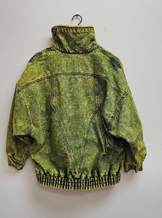 80s lemon dyed denim bomber jacket M