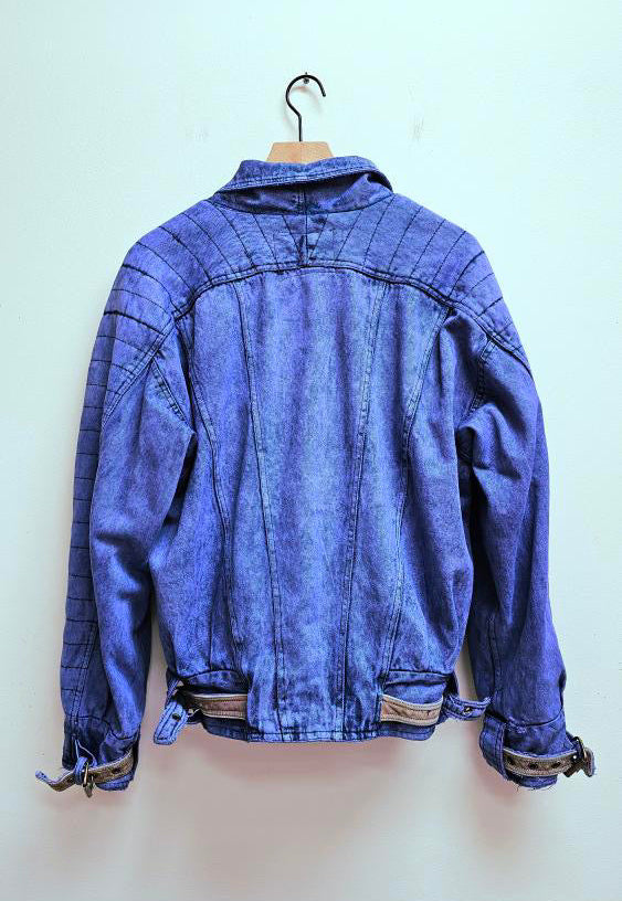 Lillac mixed media leather denim bomber M