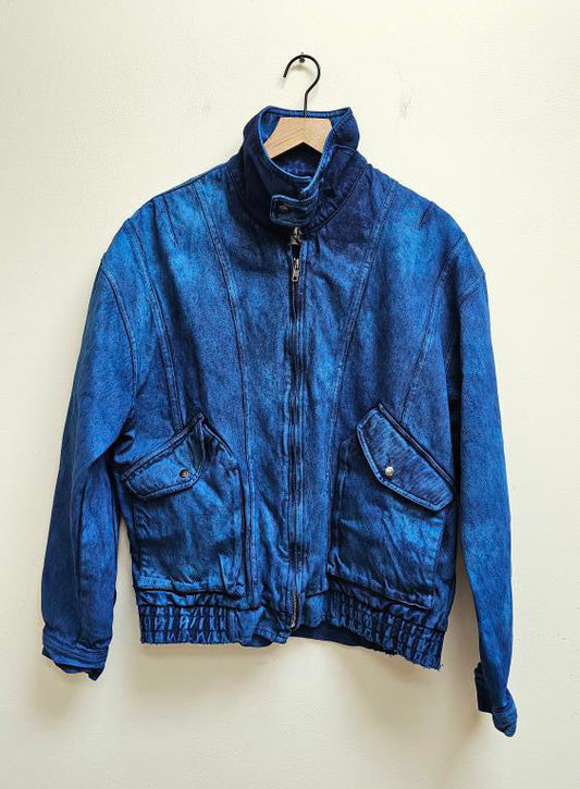 Cobalt blue reworked 80s bomber jacket S