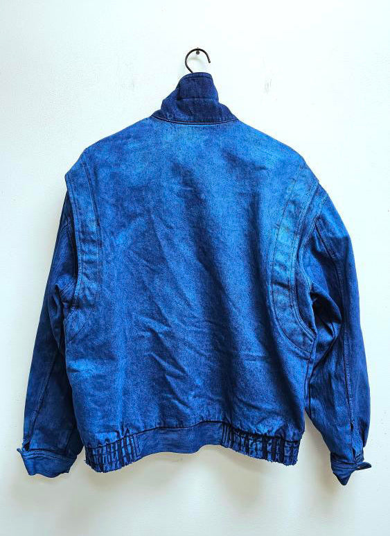 Cobalt blue reworked 80s bomber jacket S