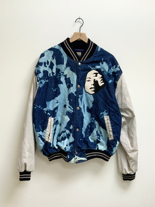 Reworked denim vintage varsity jacket- XL