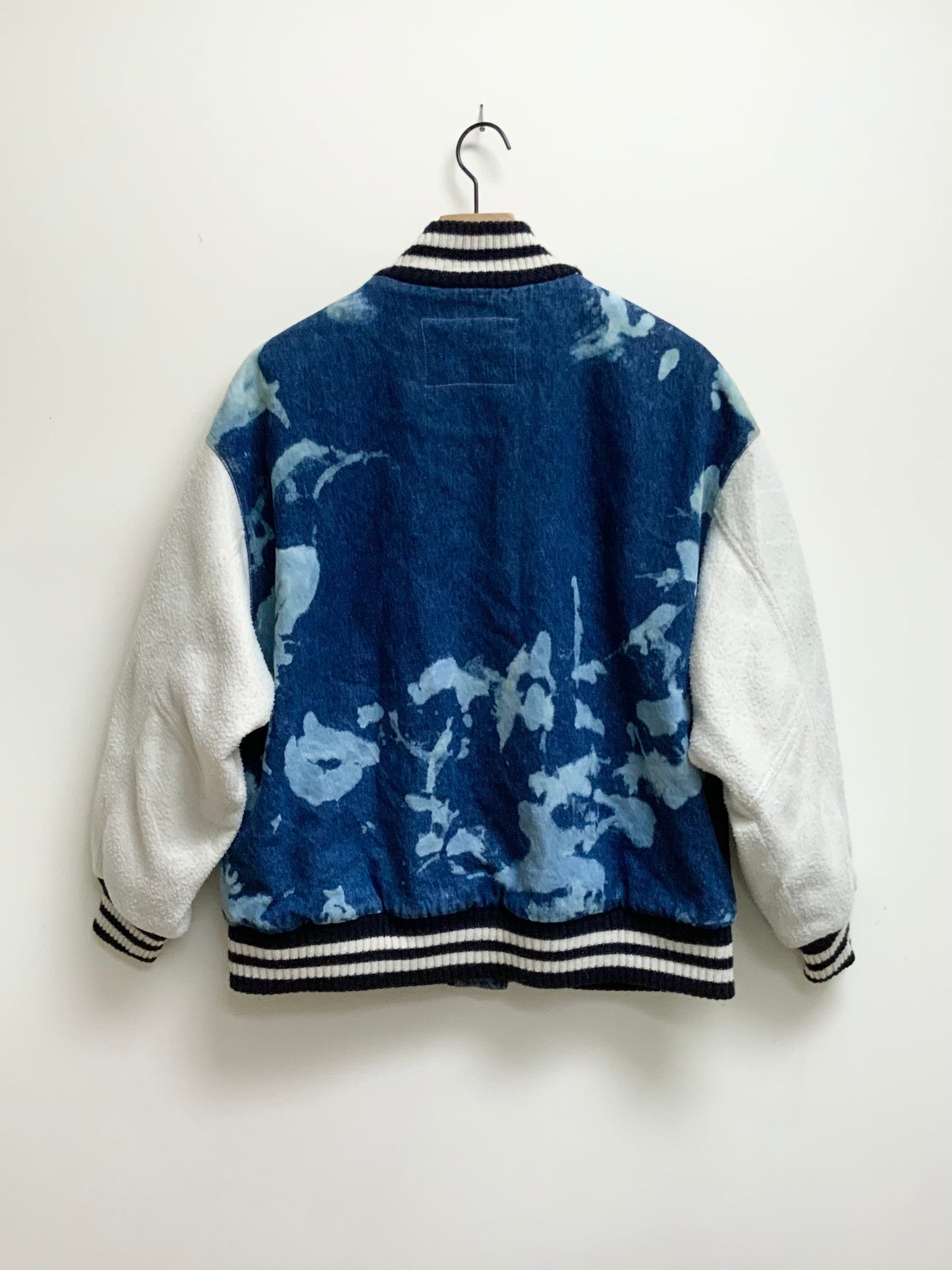 Reworked Vintage Denim & Sherpa Varsity Jacket- Size M