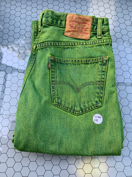 Neon Green Dyed Levi’s Denim - 550 33x36 - size 10